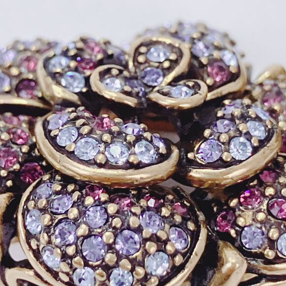 Signed Heidi Daus Swarovski Crystal Clip On Earrings Floral Flower Designer VTG - Picture 4 of 11